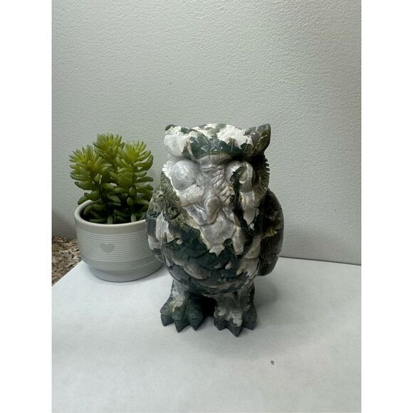 Moss Agate Owl - Picture 1 of 10